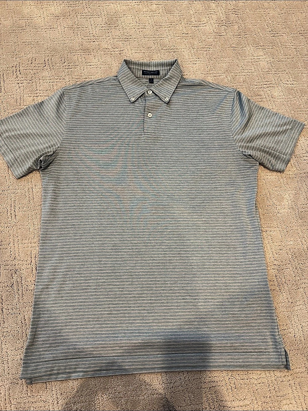 Peter Millar Striped Polo in Blue & Grey Size Large Like New